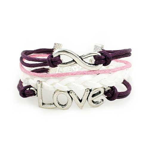 Infinity Love Bracelet (Purple  Pink and White)