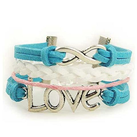 Infinity Love Bracelet (Blue  Pink and White)