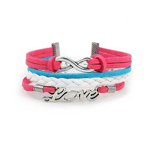 Infinity Love Bracelet (Pink  Blue and White)