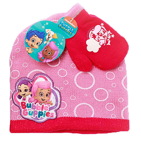 Bubble Guppies Winter Hat and Gloves (Pink - Size 2-3)