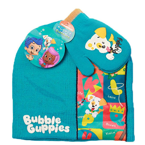 Bubble Guppies Winter Hat and Gloves (Turquoise - Size 2-3)