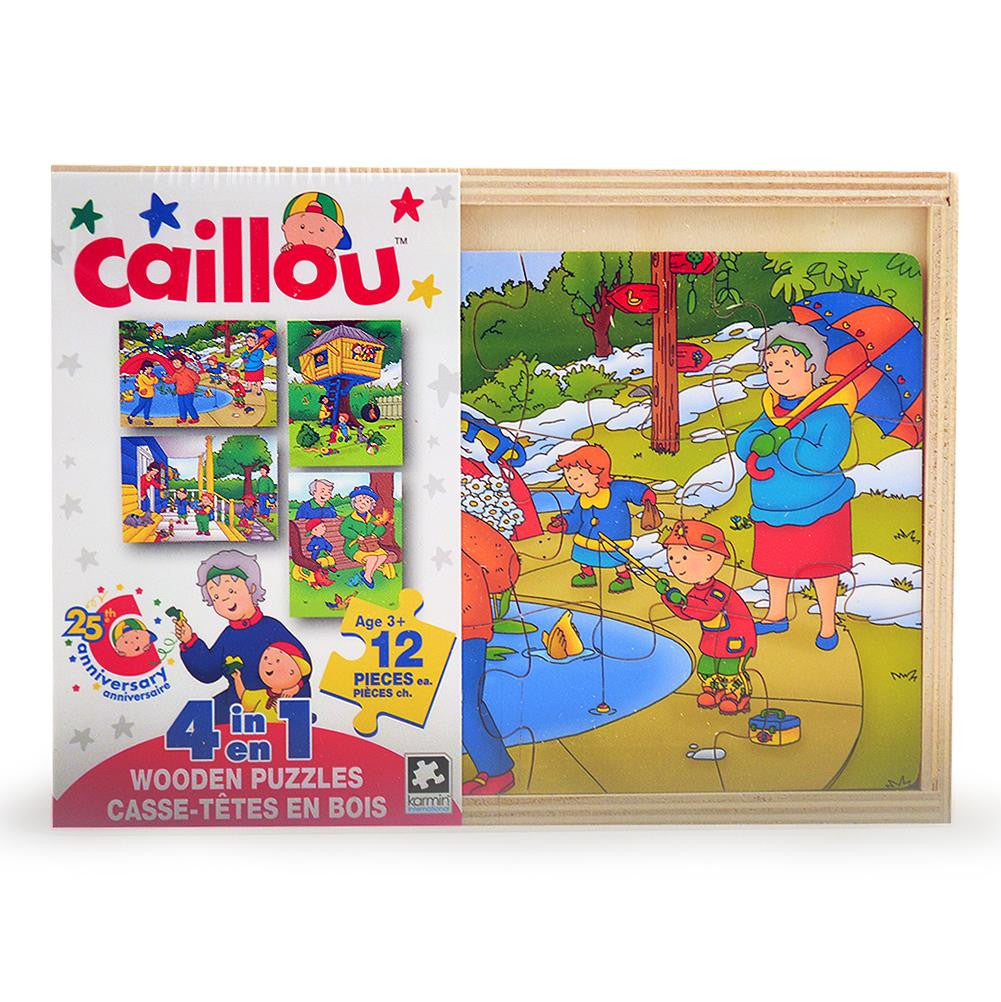 Caillou 4 in 1 Wooden Puzzles (12 Pieces Each - Assorted Puzzle Images)