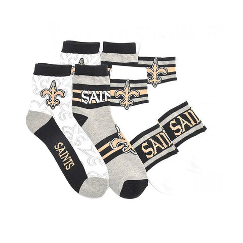 NFL New Orleans Saints Men's Three Quarter Socks (6 Pairs)