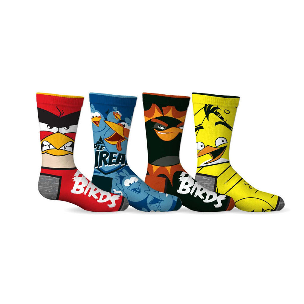 Angry Birds 4-Pack Boys Socks (Shoe Size 5-10 and Sock Size 4-6 for North American Sizes)