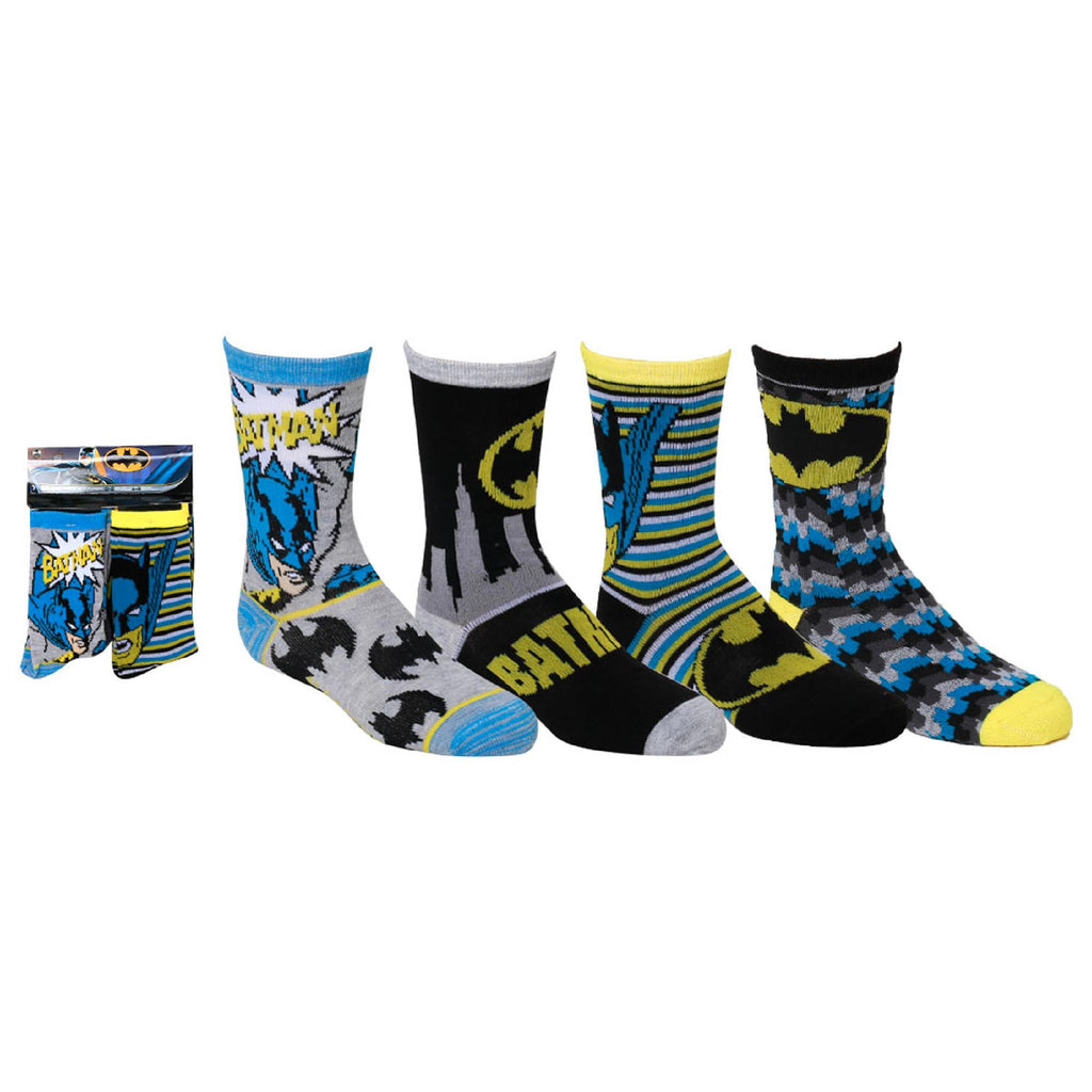 Batman Boys Socks (4 Pack - For Shoe Size 11-2  Sock Size 6-8)