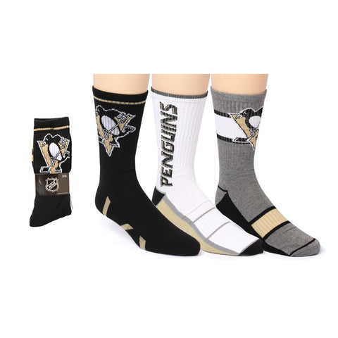 NHL Pittsburgh Penguins Crew Socks - 3 Pack