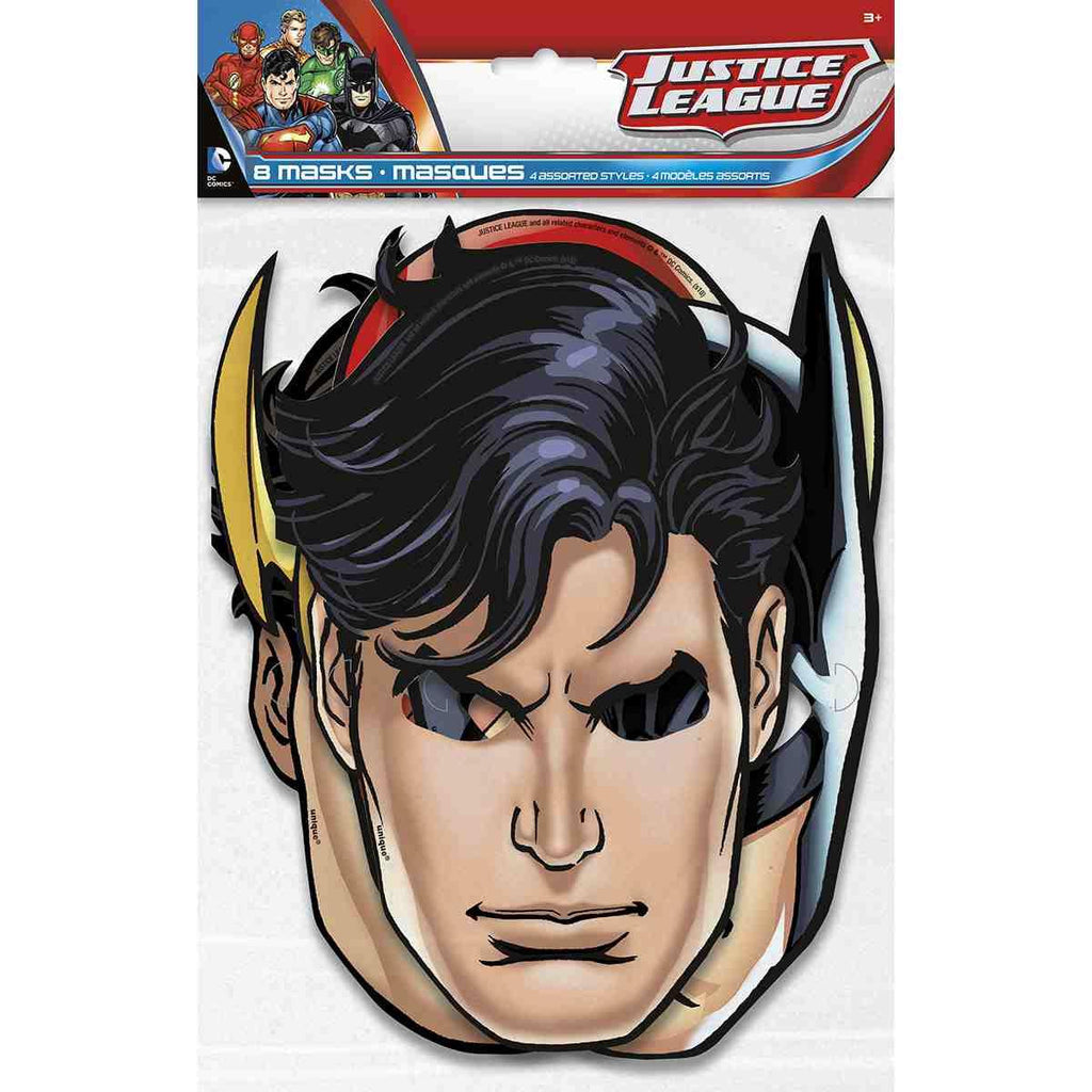 Justice League Party Masks (8 per Pack)