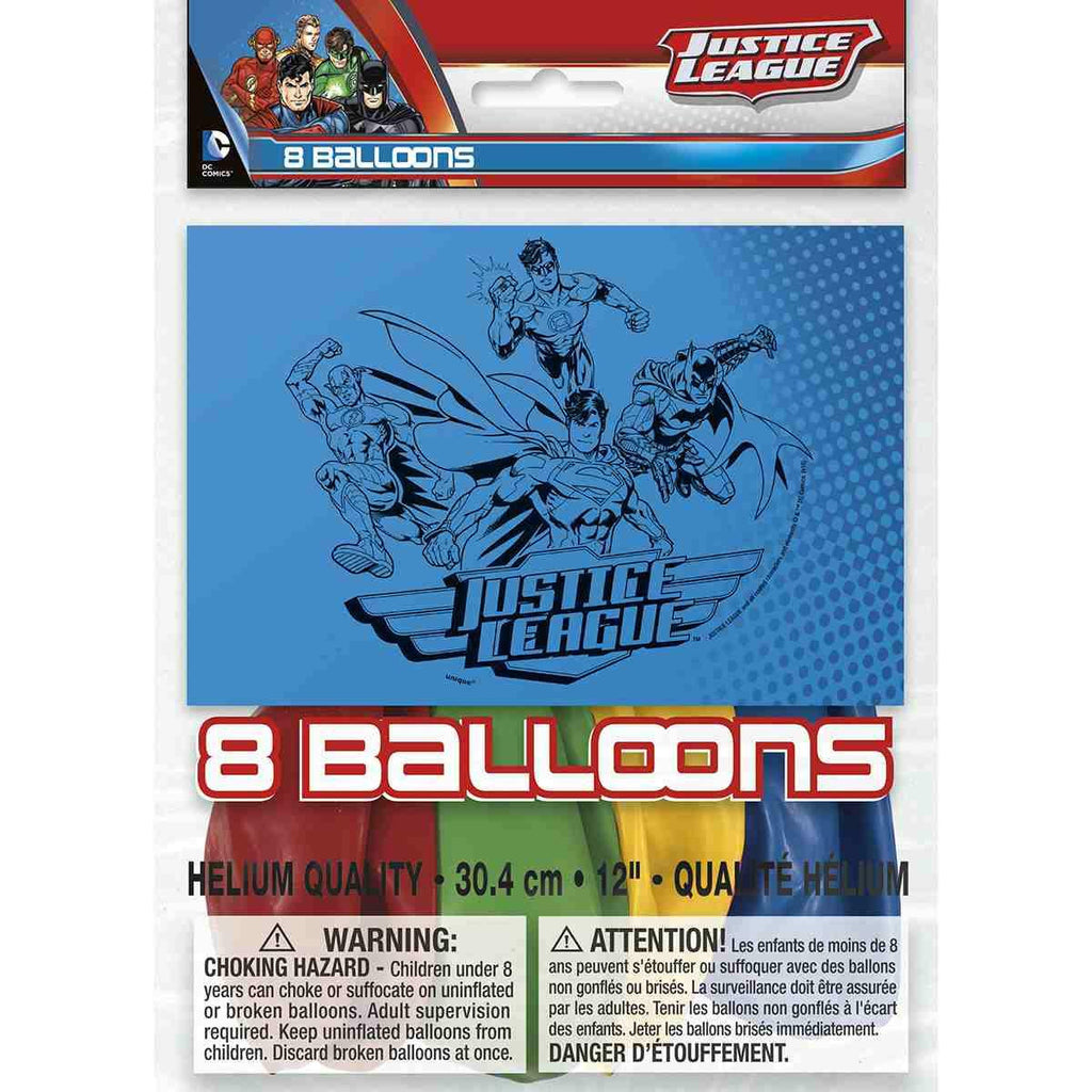 Justice League Latex Balloons (8 per Pack)