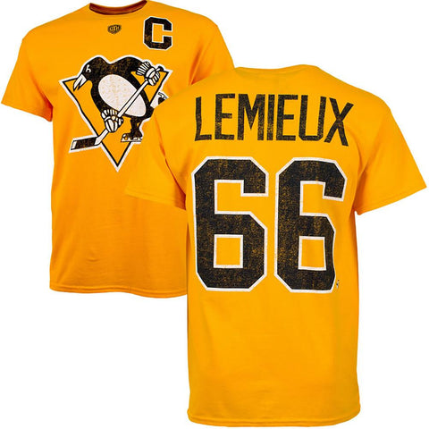 NHL Pittsburgh Penguins Mario Lemieux Vintage Alumni T-Shirt (Gold) - Large