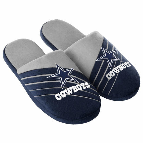 NFL Dallas Cowboys Big Logo Stripe Slippers (Men's Large - Size 11-12 US)